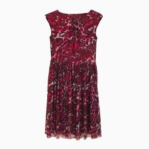 Metaphor Pink Fuchsia Black Leopard Animal Print Sheer Sleeveless Dress Size 4